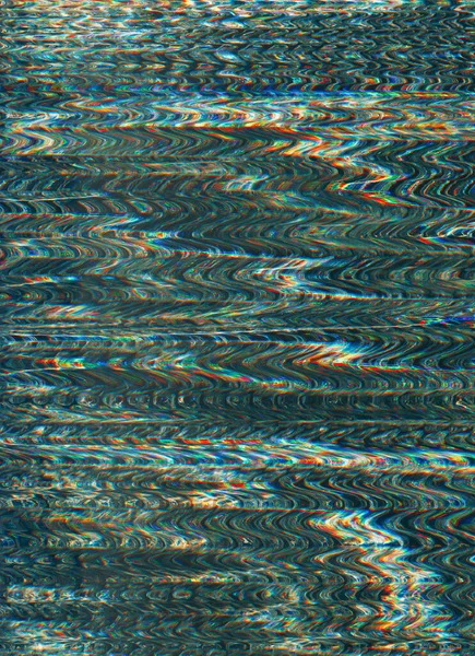 グリッチノイズのテクスチャ アナログ歪み 静的な干渉 濃い緑の波の人工物の上に赤い緑の波のイラストの抽象的な背景 — ストック写真