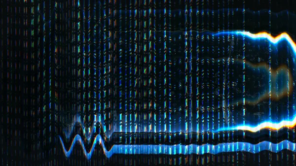 Arızalı Ses Dokusu Bozulma Geçmişi Nft Teknolojisi Turuncu Mavi Renkte — Stok fotoğraf