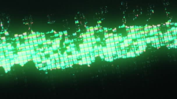 Świecący Płyn Cyfrowa Usterka Rdzeń Mocy Neon Zielony Cyjan Niebieski — Wideo stockowe