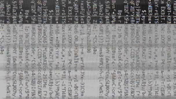 Вертикальное Видео Глюк Код Ошибки Кибератака Цветной Мерцающий Пиксель Статических — стоковое видео