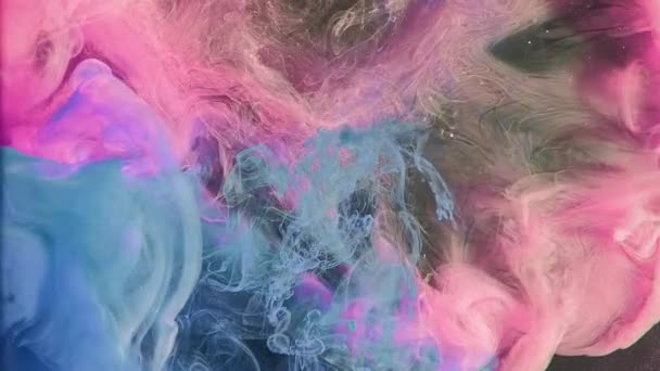 Всплеск Краски Чернильная Вода Эффект Раскрытия Взрывной Пар Розово Голубого — стоковое видео