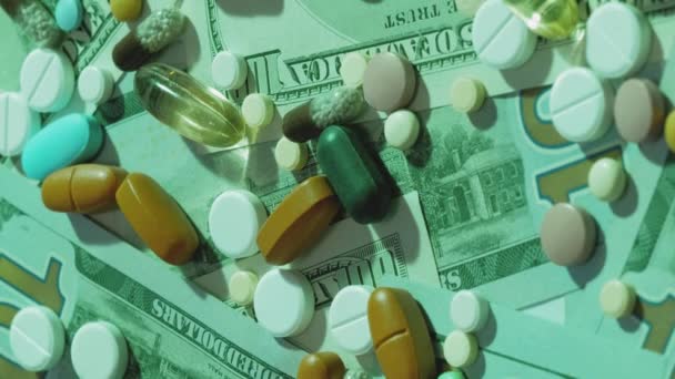 Gastos Salud Costes Medicación Comercio Drogas Comercialización Farmacéutica Cápsulas Pastillas — Vídeos de Stock