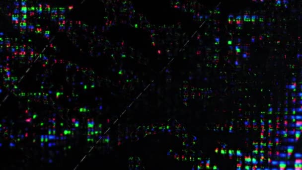 Luz Falha Brilho Pixel Distorção Electrónica Azul Cor Rosa Verde — Vídeo de Stock