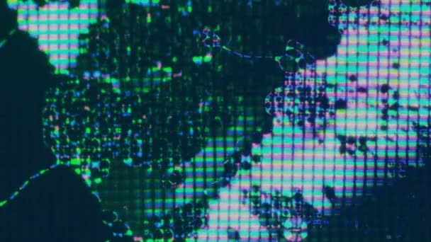 液体を噴出する 画面の不具合 Lcd歪み 虹色シアン青ピンク緑色液晶の動き黒の抽象アート背景 — ストック動画