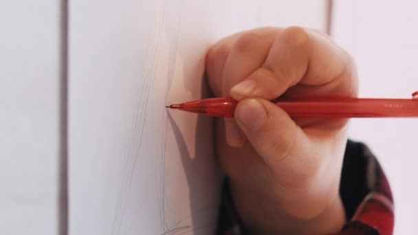Video Verticale Ragazzo Che Disegna Hobby Artistico Tempo Creativo Bambino — Video Stock