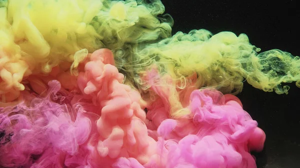 Strzał Atramentem Chmura Dymna Podwodna Eksplozja Pastelowy Różowy Żółty Kolor — Zdjęcie stockowe