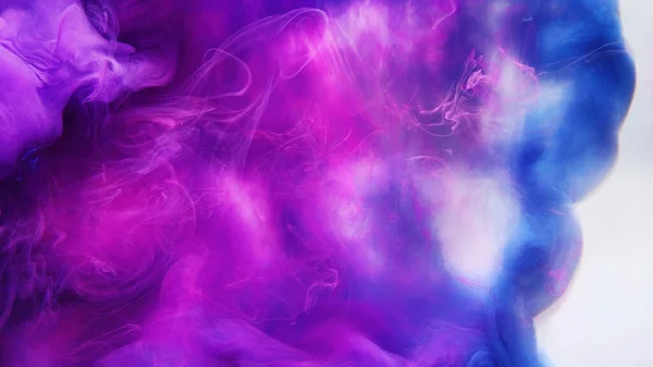 Tintenwasser Spritzt Farbe Rauch Esoterische Explosion Rosa Lila Blau Rauch — Stockfoto