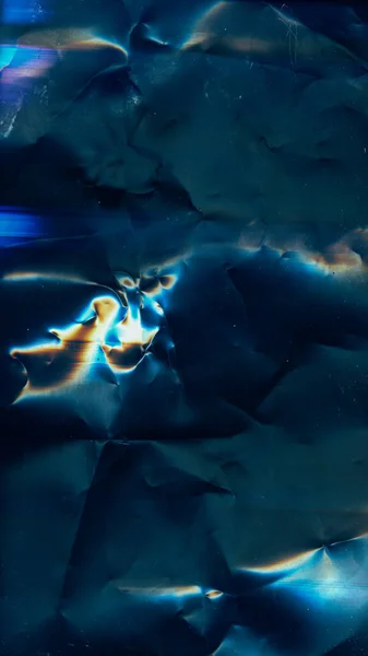 Yıpranmış Doku Eski Film Kaplaması Buruşuk Ses Mavi Turuncu Parlak — Stok fotoğraf