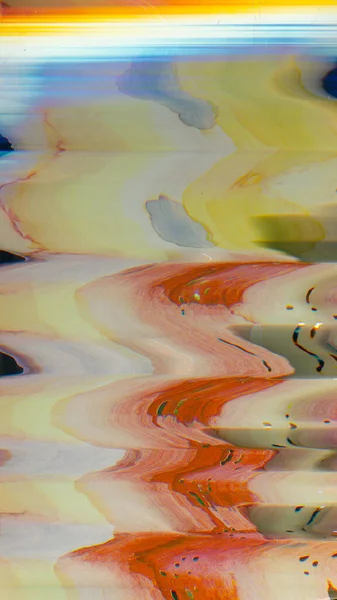 Glitch Geluid Textuur Kleur Abstracte Achtergrond Aquarelvervorming Oranje Geel Blauw — Stockfoto