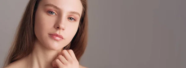 Piel Lisa Cuidado Natural Belleza Maquillaje Desnudo Tratamiento Facial Nutritivo —  Fotos de Stock