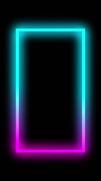 Verticale Video Gloeiend Frame Neon Achtergrond Cyaan Blauw Roze Kleurverloop — Stockvideo