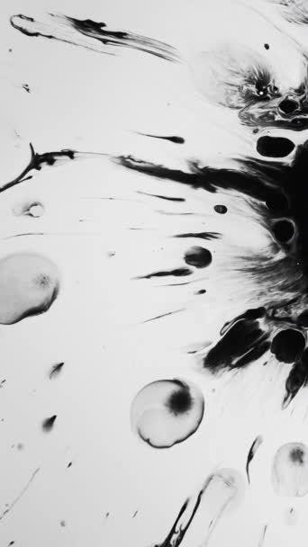 Vertical Video Ink Stains Abstract Universe Black Oil Blots Floating — Stock Video