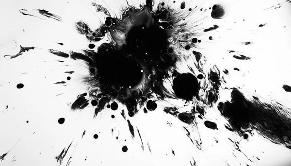 Grunge Splash Tinta Preta Mancha Gotas Fluido Escuro Espalhando Ilustração — Fotografia de Stock