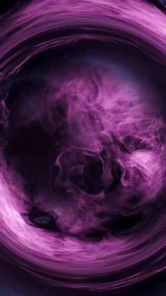 Rauchkreis Dampfgeheimnis Farbe Dampffluss Runden Lila Wirbelrahmen Mit Freiem Raum — Stockfoto