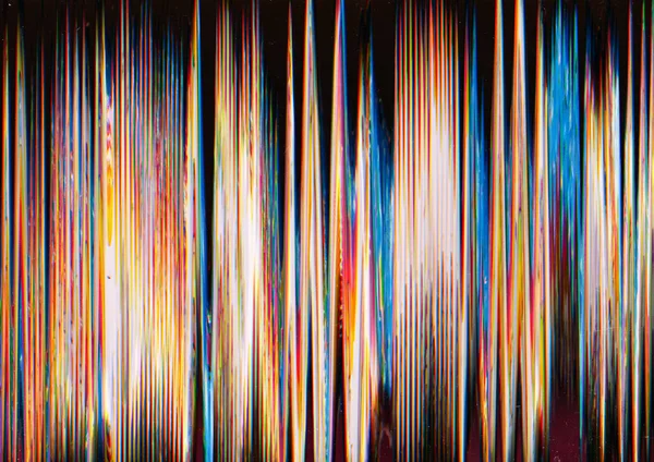 光の振動だ カラフルなパターン 干渉ノイズ ぼやけた青オレンジ色のライトジグザグライン古いフィルムテクスチャの背景を光る — ストック写真