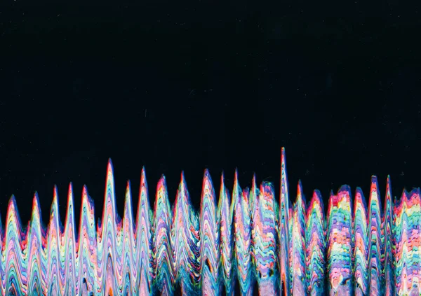 Glitch Arcobaleno Rumori Interferenza Sovrapposizione Sfondo Spazio Libero Superficie Nera — Foto Stock