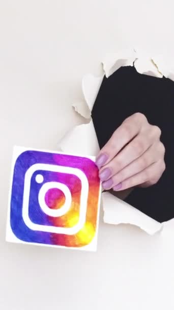 Charkov Ukrajina Června 2020 Vertikální Video Logo Instagramu Sociální Média — Stock video