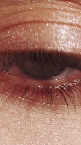 Vídeo Vertical Salud Ocular Cuidado Visual Oftalmología Vista Macro Mujer — Vídeos de Stock