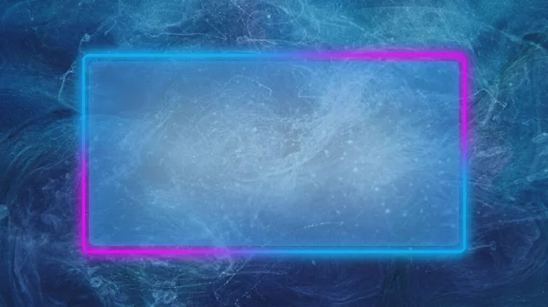 Neon Frame Glowing Vapor Fog Cloud Defocused Blue Pink Color — Stock Photo, Image