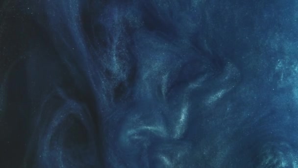 Блестящая Жидкость Краска Воды Чернильный Брызг Морской Шторм Синий Цвет — стоковое видео