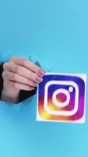 Charkiw Ukraine Juni 2020 Vertikales Video Instagram Logo Soziales Netzwerk — Stockvideo
