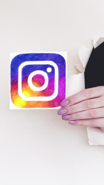 Charkov Ukrajina Června 2020 Vertikální Video Ikona Instagramu Sociální Síť — Stock video