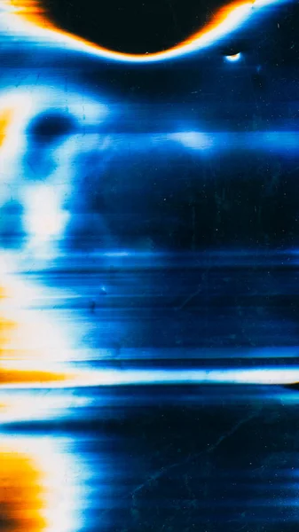 Překrytí Závad Konstrukce Světlice Zvuk Deformace Tmavé Pozadí Neonově Modré — Stock fotografie