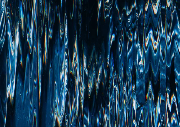 Signaalfout Glitch Vhs Vervormd Scherm Digitaal Blauw Patroon Met Regenboog — Stockfoto