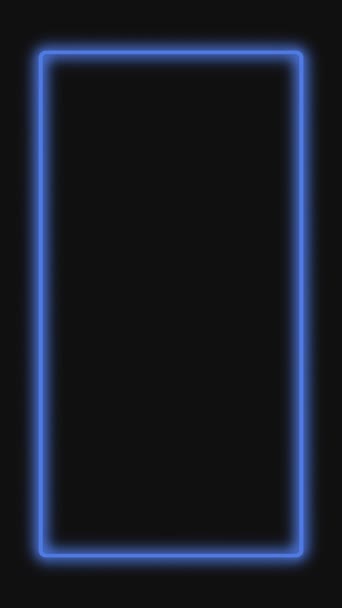 Vertikales Video Neon Rahmen Glühender Hintergrund Blauviolette Farbe Flackern Licht — Stockvideo