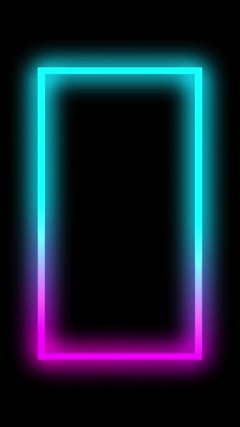 Video Verticale Cornice Luminosa Sfondo Neon Rettangolo Luce Fluorescente Gradiente — Video Stock