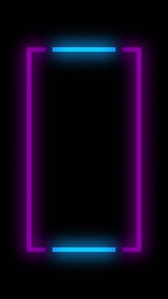 Verticale Video Neon Frame Abstracte Achtergrond Blauw Roze Paarse Kleur — Stockvideo