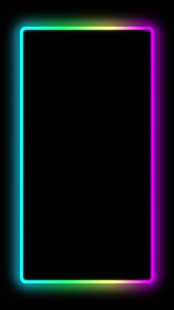 Verticale Video Gloeiend Frame Neon Achtergrond Paars Cyaan Blauwe Kleur — Stockvideo