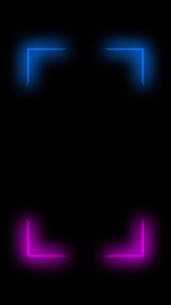 Vertikales Video Neon Rahmen Glühender Hintergrund Blau Rosa Farbe Led — Stockvideo