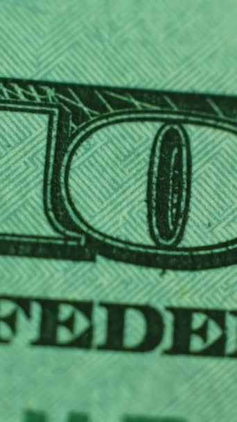 Vidéo Verticale Fragment Dollar Billet 100 Dollars Monnaie Papier Argent — Video
