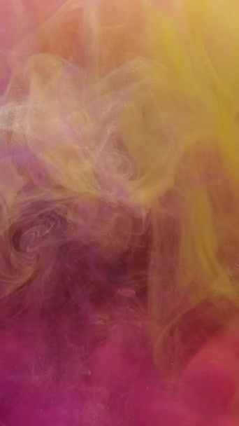 Vertikales Video Farbnebel Textur Rauchentwicklung Dampfwelle Rosa Gelb Glitter Farbe — Stockvideo