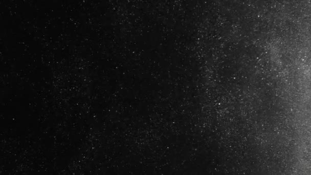 Drijvend Stof Nachtsneeuw Sterrenstofstorm Graantextuur Overlay Zilverkleurige Witte Glanzende Glitter — Stockvideo