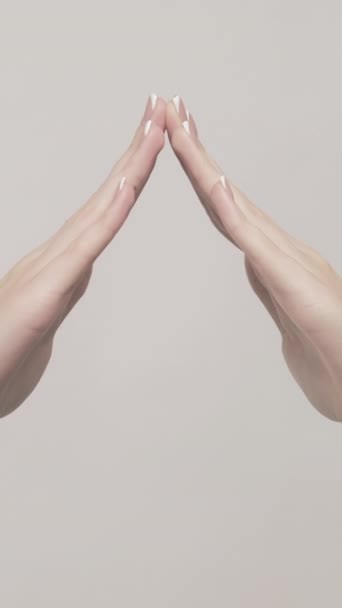 Pionowe Wideo Domowy Gest Symbol Dachu Zestaw Kobiet Ręce Znaki — Wideo stockowe