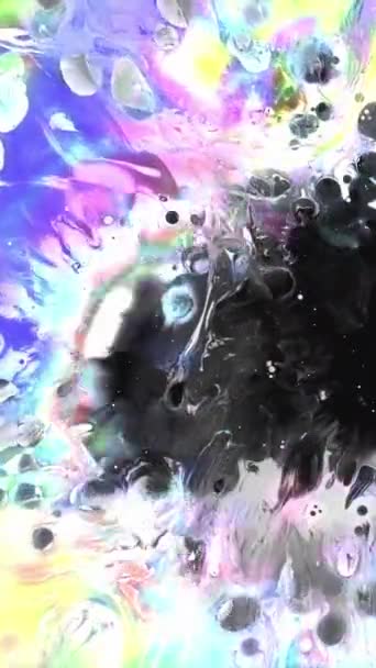 Vidéo Verticale Des Éclaboussures Couleur Taches Holographiques Taches Fluorescentes Éclaboussures — Video