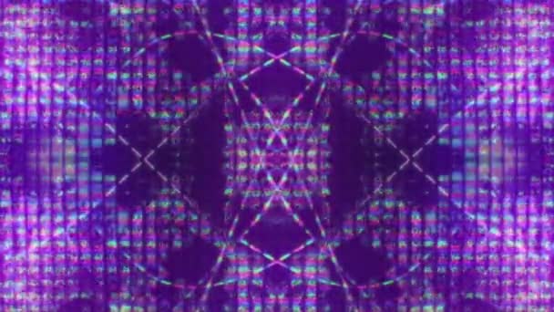 Digitalt Kalejdoskop Neonbugg Fluorescerande Rosa Lila Blå Färg Glödande Flytande — Stockvideo