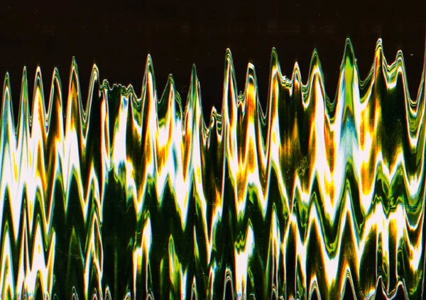 Glitch Vervorming Geluidsoverlast Signaalfout Kleurrijke Achtergrond Vhs Scherm Groen Geel — Stockfoto