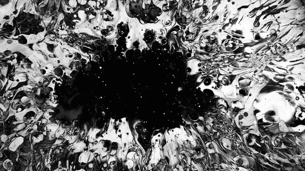 Χύσιμο Μελανιού Υγρές Περιστροφές Σκούρο Ρευστό Κηλίδες Μοτίβο Πετρελαίου Ρέει — Φωτογραφία Αρχείου