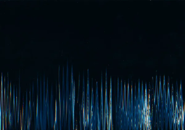 Glitch Vibratie Interferentiegeluid Signaalfout Zwarte Achtergrond Met Blauw Wit Dun — Stockfoto