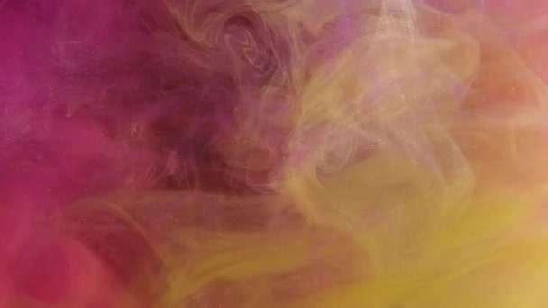 彩色薄雾纹理 蒸汽波 粉红黄闪烁着的水花混合着浓雾漂浮着抽象的艺术背景 — 图库视频影像