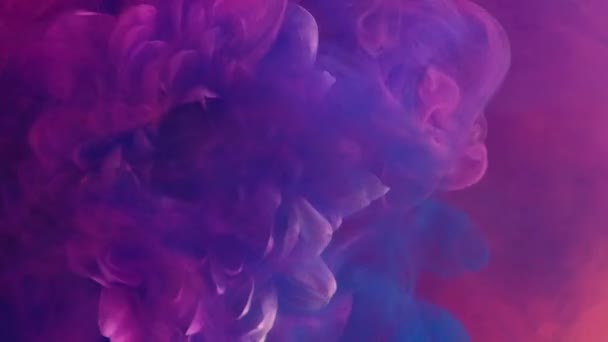 Verticale Video Inktwaterplons Bloemkleur Magische Natuur Neon Roze Paars Blauwe — Stockvideo