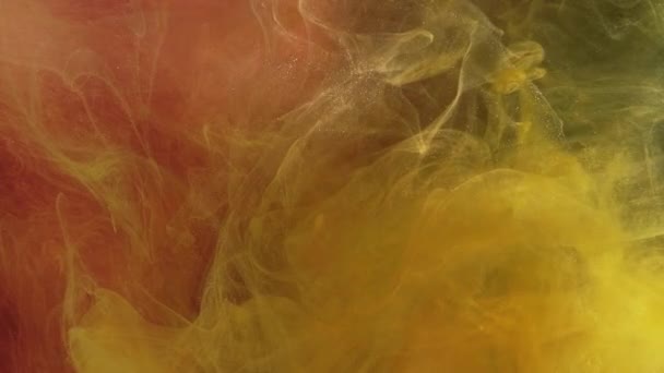Textura Fumaça Colorida Mistura Água Tinta Efeito Abertura Amarelo Laranja — Vídeo de Stock