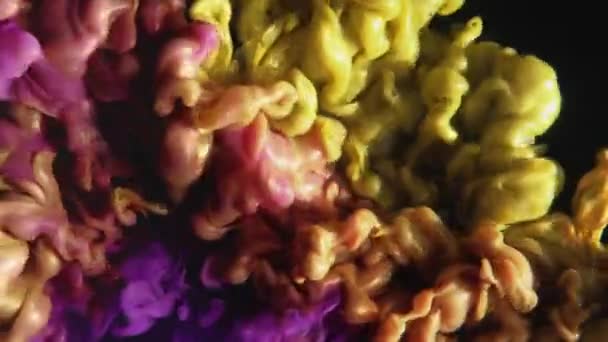Водяной Кадр Цветное Облако Дыма Эффект Открывателя Подводная Краска Желтая — стоковое видео
