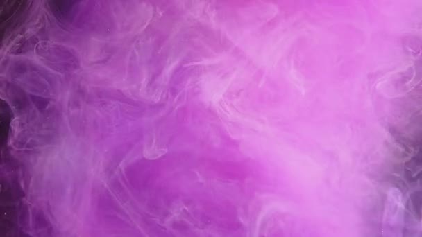 Kleurdamp Inktwaterdruppel Onthulling Effect Magische Spreuk Neon Roze Paars Pigment — Stockvideo