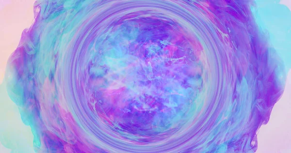 Neon Swirl Smoke Frame Circle Spiritual Vortex Blur Iridescent Cyan — Stock Photo, Image