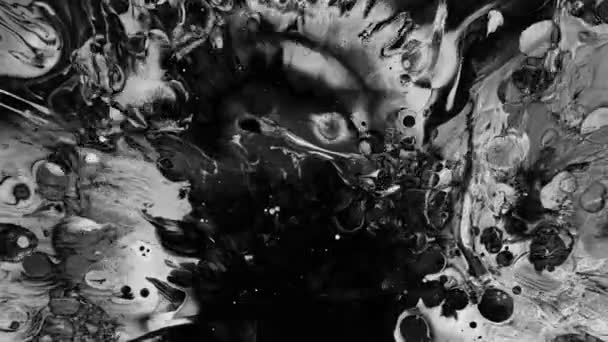 Salpicadura Grunge Manchas Tinta Oscuro Fluido Salpica Olas Patrones Aceite — Vídeos de Stock