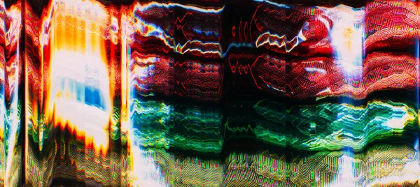 Vibrations Scintillantes Effet Dégradé Bruit Distorsion Rouge Jaune Vert Zigzag — Photo